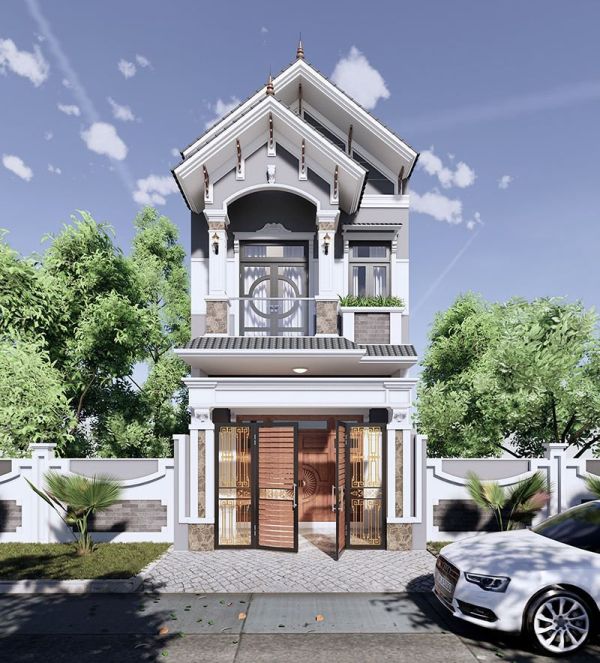 Tư vấn thiết kế mẫu nhà 2 tầng 125m2 mái thái đẹp BT727089 - Kiến trúc  Angcovat